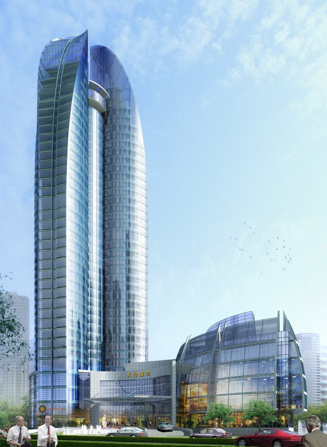city office building construction avant-garde design hotel - 423 3D 模型 .c4d .max .obj .3ds .fbx .stl .blend