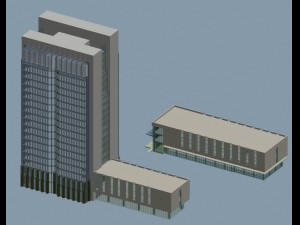 city office building construction avant-garde design hotel - 424 3D Model
