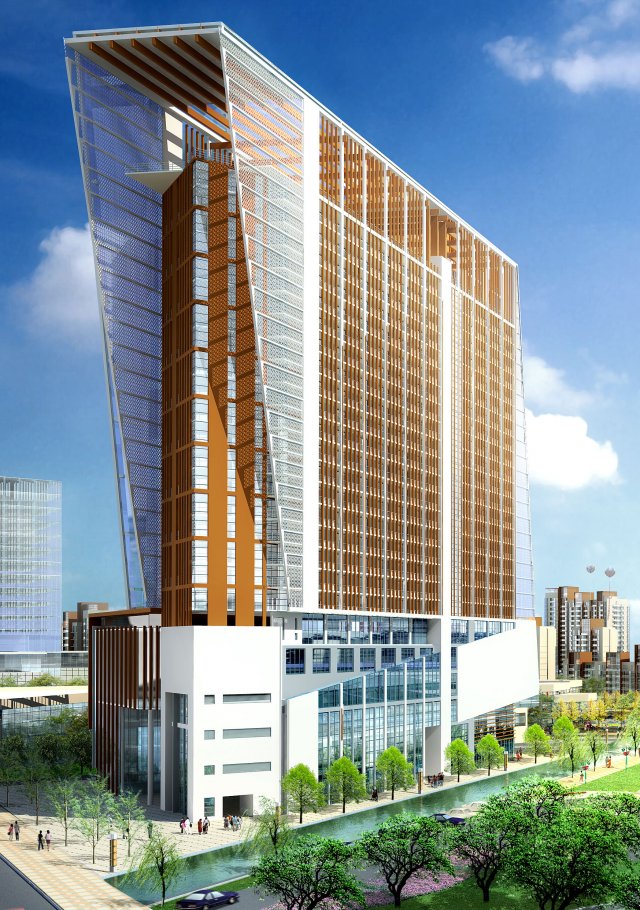 city office building construction avant-garde design hotel - 425 Modello 3D .c4d .max .obj .3ds .fbx .stl .blend 