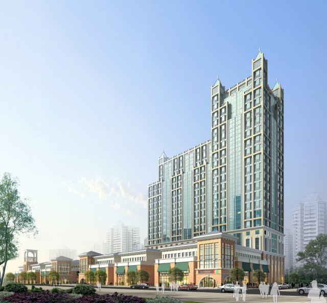 city office building construction avant-garde design hotel - 426 3D Model .c4d .max .obj .3ds .fbx .stl .blend