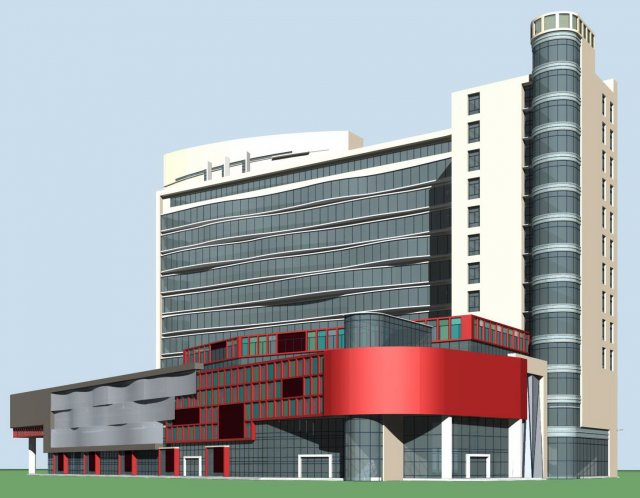 city office building construction avant-garde design hotel - 428 3D Модель .c4d .max .obj .3ds .fbx .stl .blend 