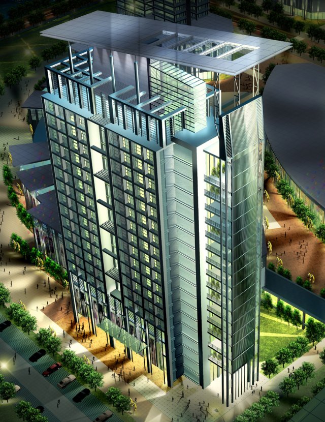 city office building construction avant-garde design hotel - 431 3D Model .c4d .max .obj .3ds .fbx .stl .blend 
