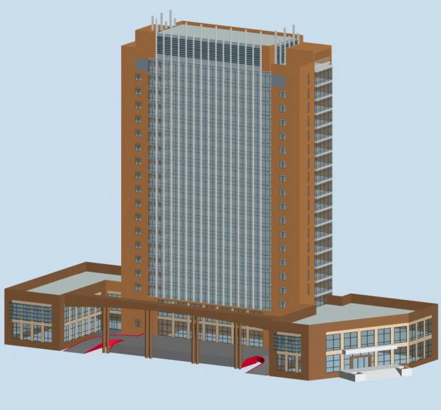city office building construction avant-garde design hotel - 434 3D Model .c4d .max .obj .3ds .fbx .stl .blend 