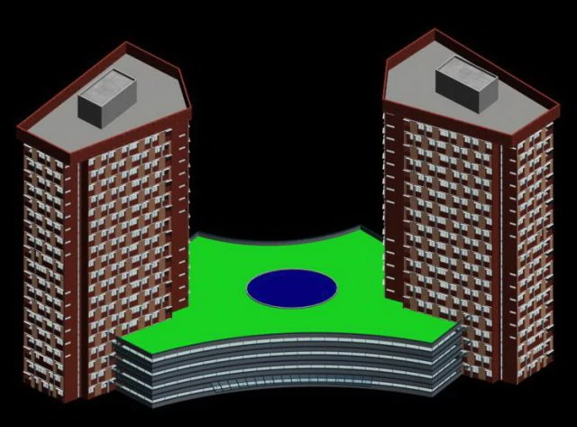 city office building construction avant-garde design hotel - 438 3D Model .c4d .max .obj .3ds .fbx .stl .blend 