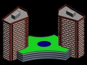 city office building construction avant-garde design hotel - 438 Modèle 3D