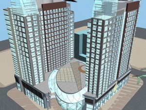 city office building construction avant-garde design hotel - 439 Modello 3D
