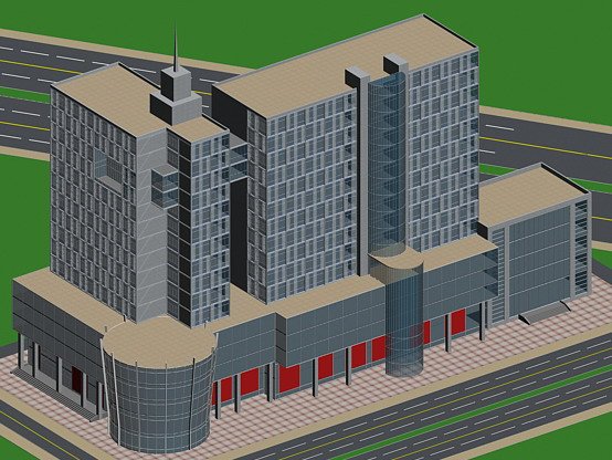 city office building construction avant-garde design hotel - 440 3D मॉडल .c4d .max .obj .3ds .fbx .stl .blend