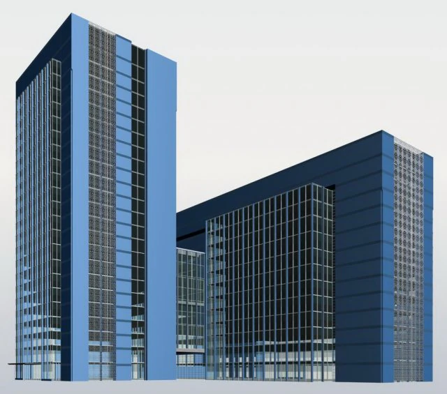 city office building construction avant-garde design hotel - 441 3D Model .c4d .max .obj .3ds .fbx .stl .blend 