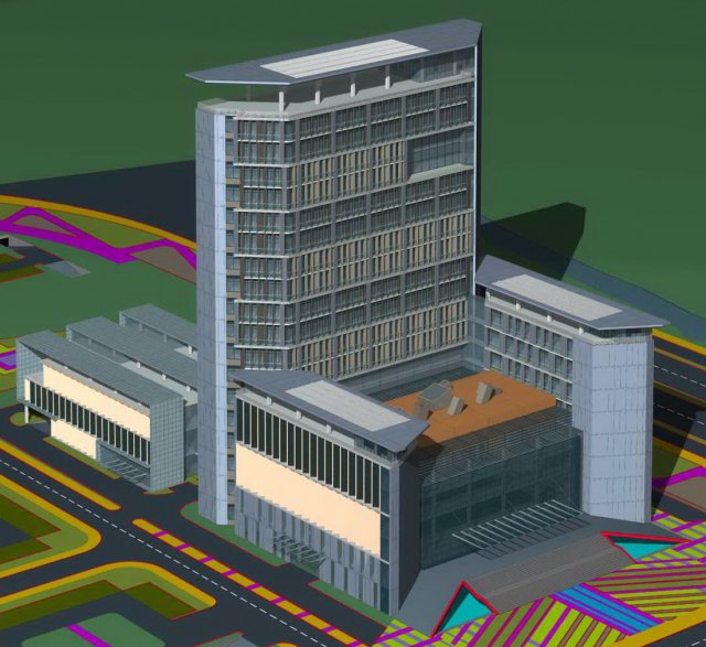 city office building construction avant-garde design hotel - 442 3D मॉडल .c4d .max .obj .3ds .fbx .stl .blend 