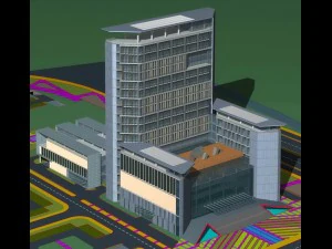 edificio de oficinas de la ciudad construcci&oacute;n hotel de dise&ntilde;o vanguardista - 442 Modelo 3D
