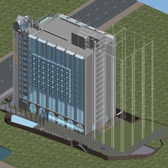 city office building construction avant-garde design hotel - 443 3D-Modell .c4d .max .obj .3ds .fbx .stl .blend 
