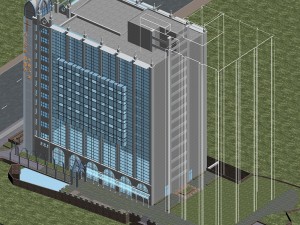 city office building construction avant-garde design hotel - 443 3D Model