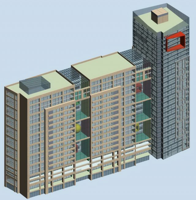 city office building construction avant-garde design hotel - 444 3D मॉडल .c4d .max .obj .3ds .fbx .stl .blend 