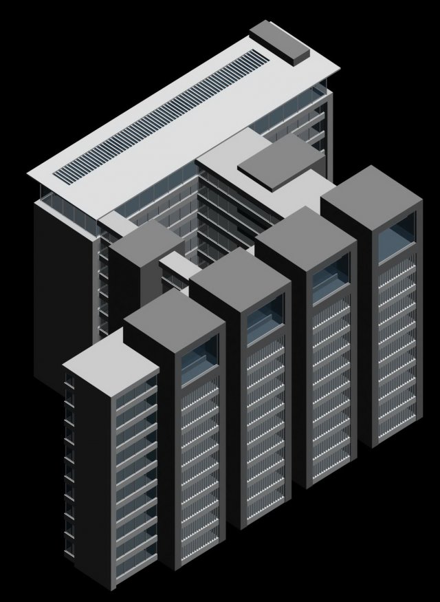 city office building construction avant-garde design hotel - 447 3D Model .c4d .max .obj .3ds .fbx .stl .blend 