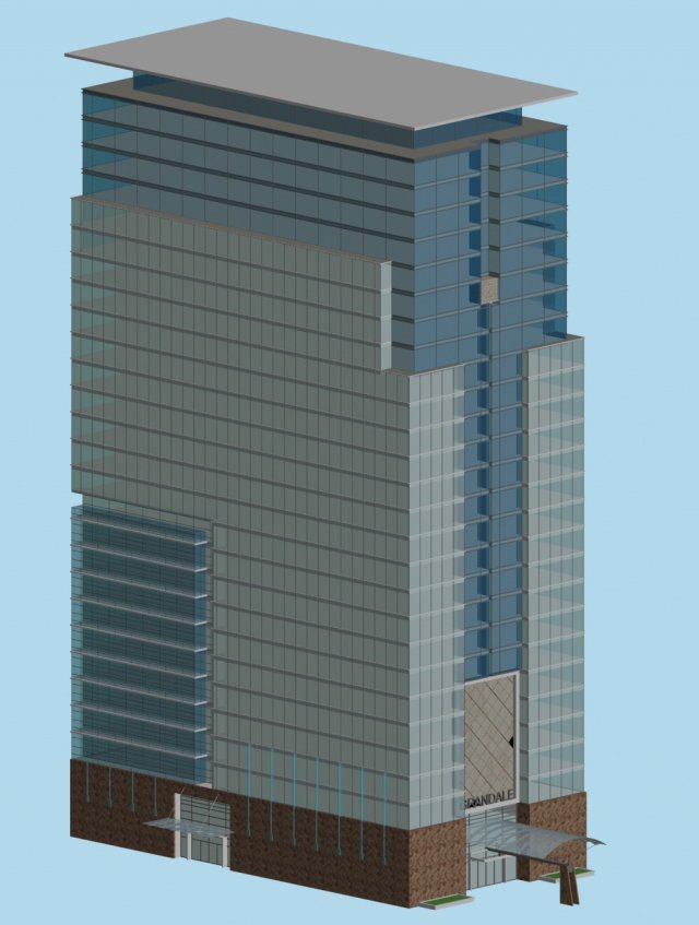city office building construction avant-garde design hotel - 448 3D Model .c4d .max .obj .3ds .fbx .stl .blend 