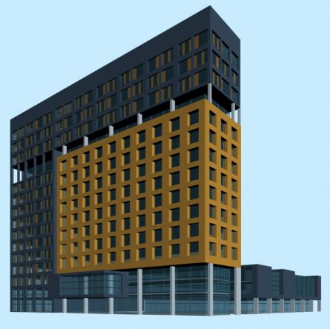 city office building construction avant-garde design hotel - 450 3D Model .c4d .max .obj .3ds .fbx .stl .blend