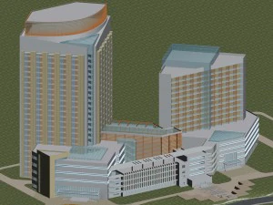 city office building construction avant-garde design hotel - 452 3D Model