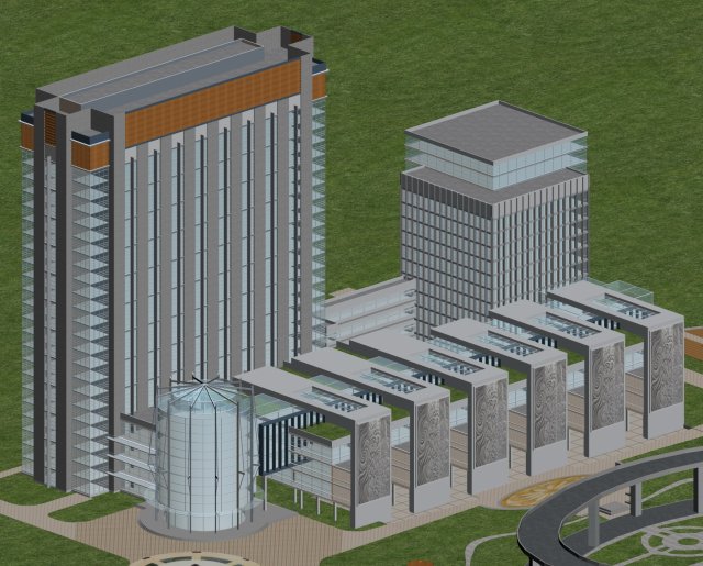 city office building construction avant-garde design hotel - 453 Modello 3D .c4d .max .obj .3ds .fbx .stl .blend