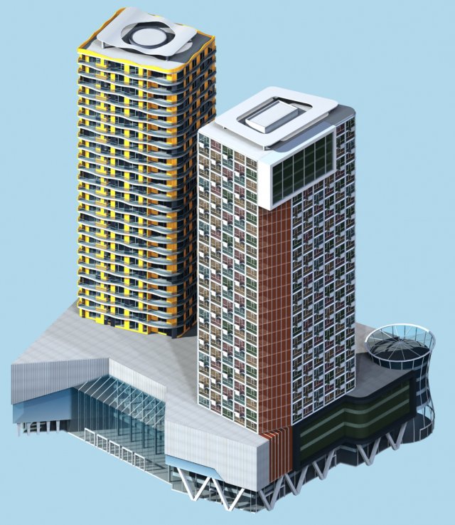 city office building construction avant-garde design hotel - 456 Modelo 3D .c4d .max .obj .3ds .fbx .stl .blend 