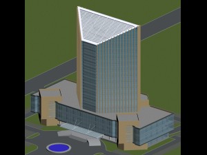 city office building construction avant-garde design hotel - 458 Modello 3D