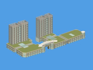 city office building construction avant-garde design hotel - 459 3D 모델