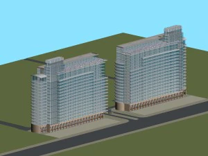 city office building construction avant-garde design hotel - 464 3D Model