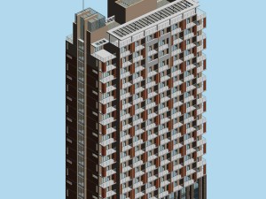 city office building construction avant-garde design hotel - 466 3D 모델