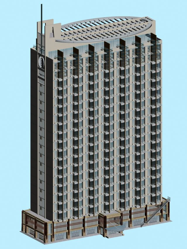 city office building construction avant-garde design hotel - 467 3D Model .c4d .max .obj .3ds .fbx .stl .blend