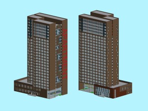 city office building construction avant-garde design hotel - 468 3D 모델