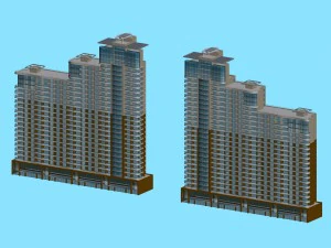 city office building construction avant-garde design hotel - 470 3D Model