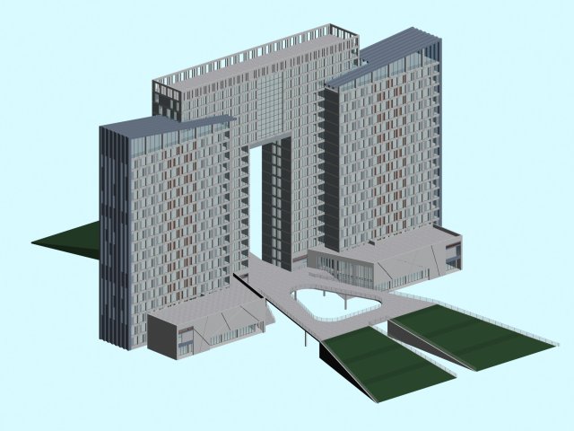 city office building construction avant-garde design hotel - 472 Modèle 3D .c4d .max .obj .3ds .fbx .stl .blend 
