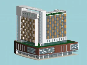 city office building construction avant-garde design hotel - 473 3D Model