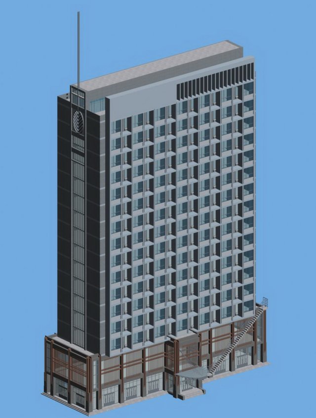 city office building construction avant-garde design hotel - 475 3D 모델 .c4d .max .obj .3ds .fbx .stl .blend 