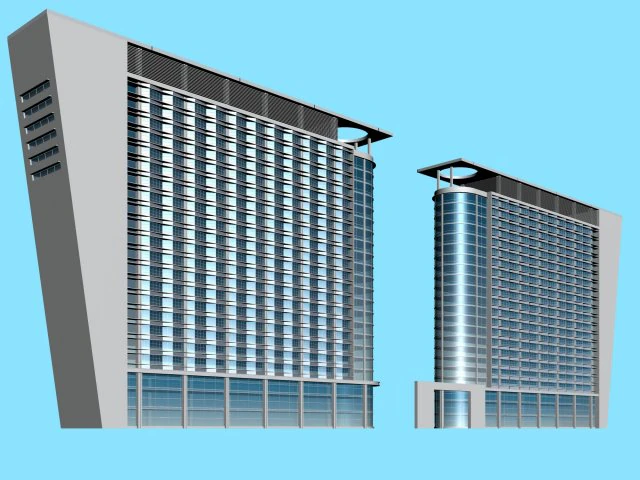 city office building construction avant-garde design hotel - 481 3D Model .c4d .max .obj .3ds .fbx .stl .blend