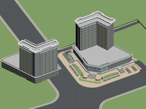 city office building construction avant-garde design hotel - 482 Modèle 3D