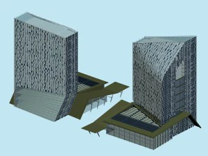 city office building construction avant-garde design hotel - 486 3D Model