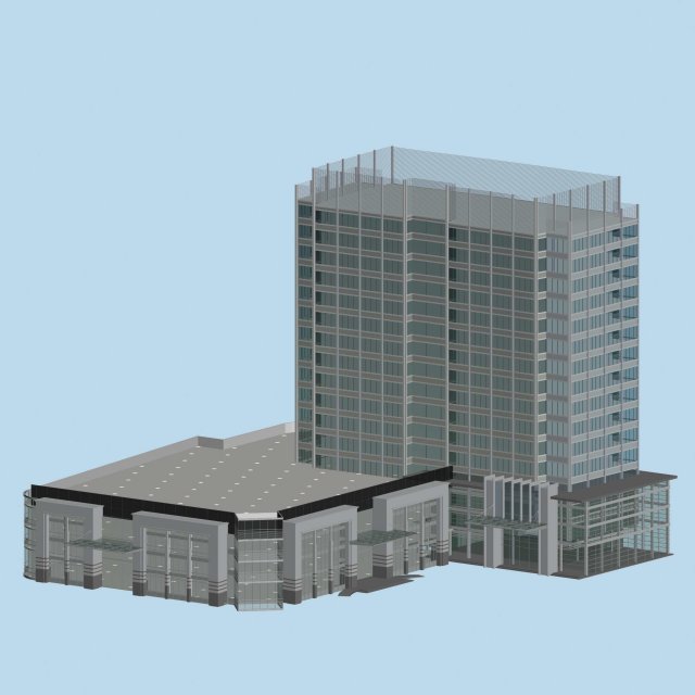 city office building construction avant-garde design hotel - 493 3D 모델 .c4d .max .obj .3ds .fbx .stl .blend 