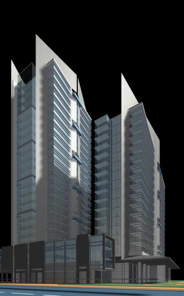 city office building construction avant-garde design hotel - 495 3Dモデル .c4d .max .obj .3ds .fbx .stl .blend 