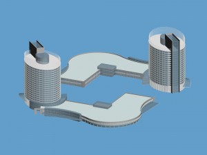 city office building construction avant-garde design hotel - 496 3D मॉडल