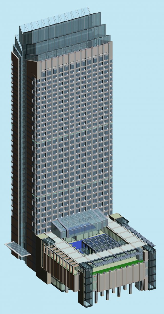 city office building construction avant-garde design hotel - 497 Modelo 3D .c4d .max .obj .3ds .fbx .stl .blend 