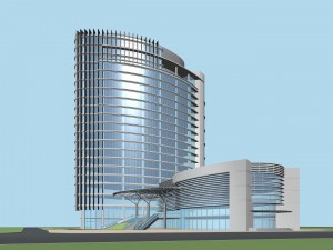city office building construction avant-garde design hotel - 498 3D 모델