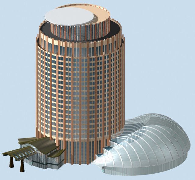 city office building construction avant-garde design hotel - 499 3D Model .c4d .max .obj .3ds .fbx .stl .blend