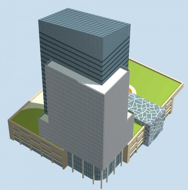 city office building construction avant-garde design hotel - 500 3D 모델 .c4d .max .obj .3ds .fbx .stl .blend 