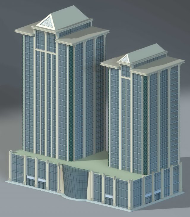 city office building construction avant-garde design hotel - 501 3D Модель .c4d .max .obj .3ds .fbx .stl .blend 