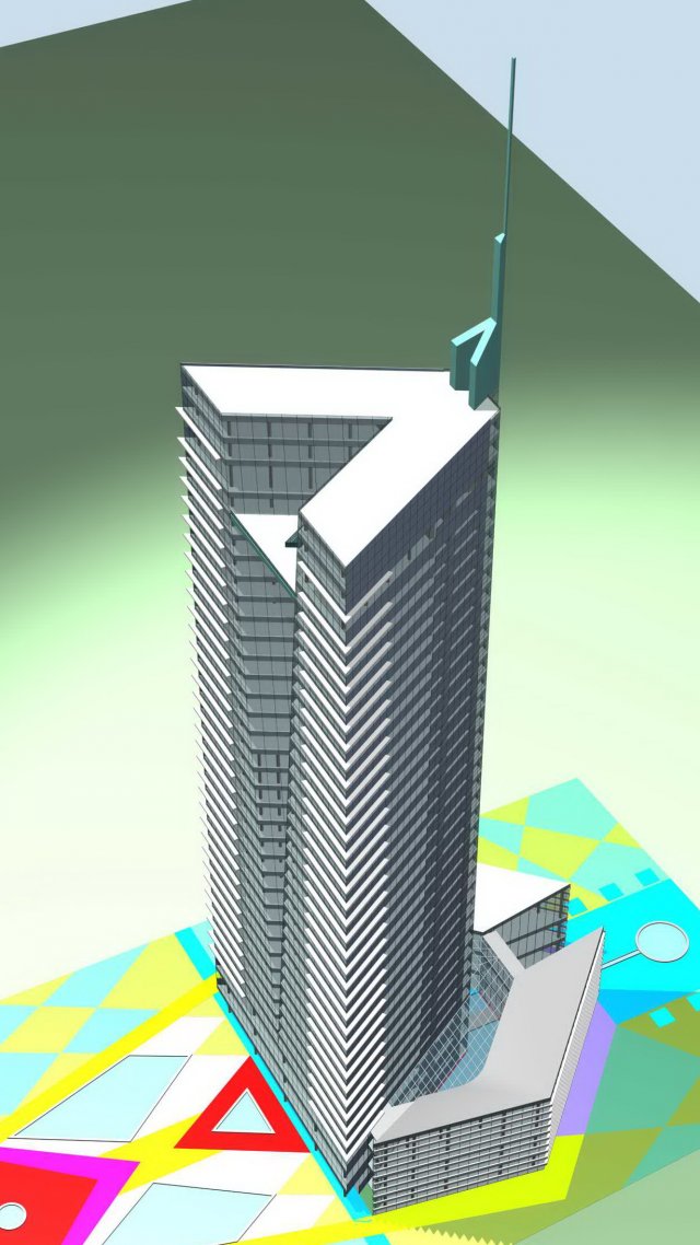 city office building construction avant-garde design hotel - 502 3D Модель .c4d .max .obj .3ds .fbx .stl .blend 