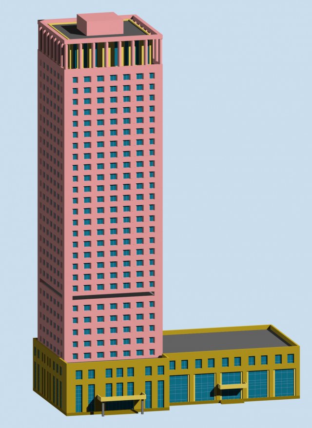 city office building construction avant-garde design hotel - 505 3D 모델 .c4d .max .obj .3ds .fbx .stl .blend 