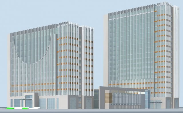 city office building construction avant-garde design hotel - 506 3D 模型 .c4d .max .obj .3ds .fbx .stl .blend