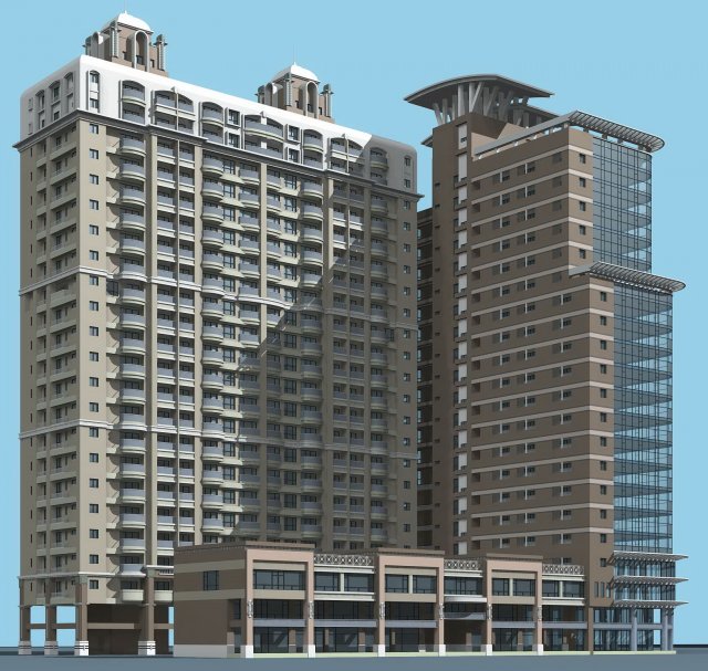 city office building construction avant-garde design hotel - 507 3D मॉडल .c4d .max .obj .3ds .fbx .stl .blend 