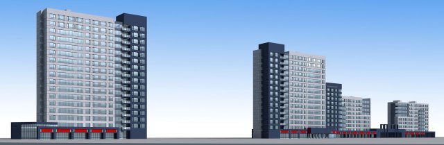 city office building construction avant-garde design hotel - 509 3D 모델 .c4d .max .obj .3ds .fbx .stl .blend 