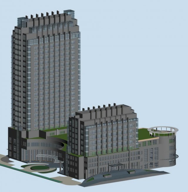 city office building construction avant-garde design hotel - 510 3D Model .c4d .max .obj .3ds .fbx .stl .blend 